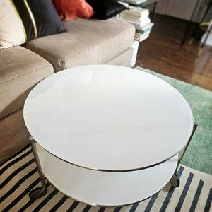 Double White Glass Ikea Coffee Table